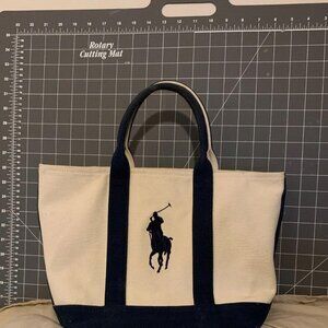 POLO Ralph Lauren Mini Canvas Tote Handbag w/ Large Horse Logo